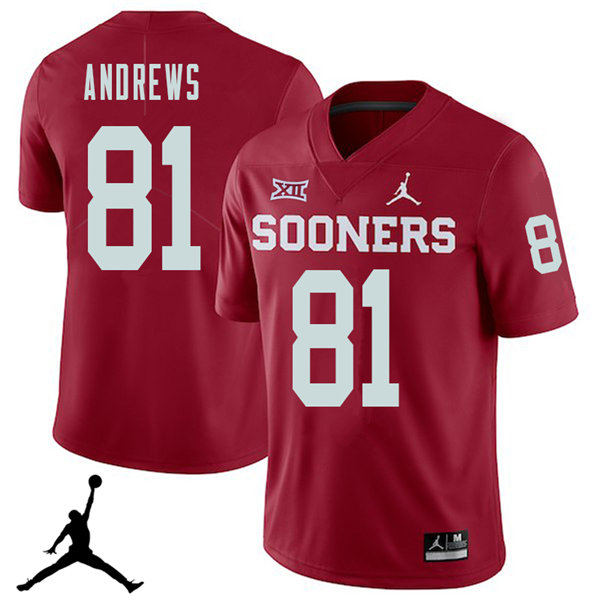 Oklahoma Sooners #81 Mark Andrews 2018 College Football Jerseys Sale-Crimson